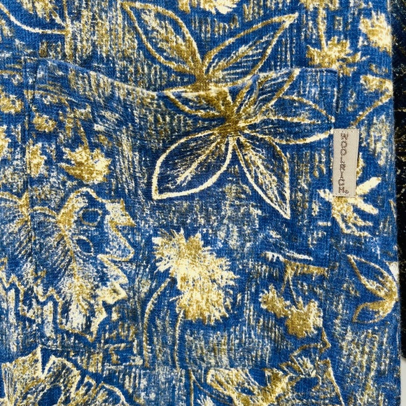 Woolrich Navy Woodblock Leaves Floral Short Sleeve Button Down, Men's Large, Dad - Picture 7 of 9